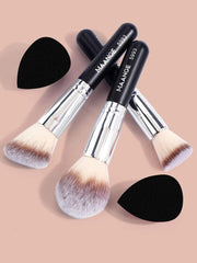3pcs Makeup Brushes&2pcs Beauty Blenders,Foundation Brush, Contour Brush,Makeup Tools With Soft Fiber For Easy Carrying,Brush For Travel