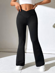 PETITE Solid Flare Leg Trousers