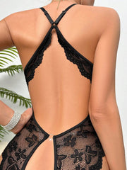 Classic Sexy Floral Lace Cutout Backless Teddy Bodysuit