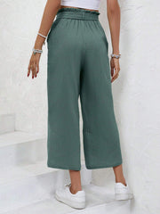 Frenchy Paperbag Waist Belted Wide Leg Trousers