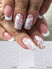 3pcs/set 5d Embossed Spring/summer White Flower Nail Art Stickers
