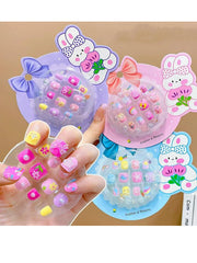12 Pcs Press on Nails with 3d Nail Stickers Bracelet Beads for Kids Fake Nails for Girls False Nails Lovely Children Gift Nail Art Decoration Pre-glue Children Gradient Fake with 3d Nail Stickers Bracelet Beads