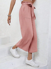 Frenchy Paperbag Waist Belted Wide Leg Trousers