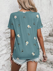 LUNE Floral Print Round Neck Tee Graphic T Shirt