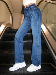 Solid Straight Leg Jeans