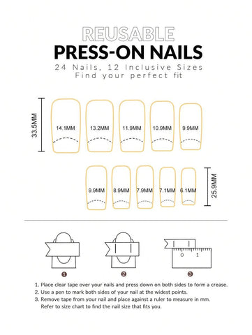 Get Glamorous With 24Pcs Long Square Brown Spotted French Style Full Cover Fake Nail For Women And Girls Comes With 1 Piece Of Jelly Gel And 1 File Strip