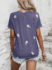 LUNE Floral Print Round Neck Tee Graphic T Shirt